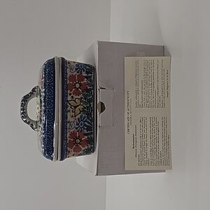 NEW IN BOX Boleslawiec Poland Hand Painted Trinket Box